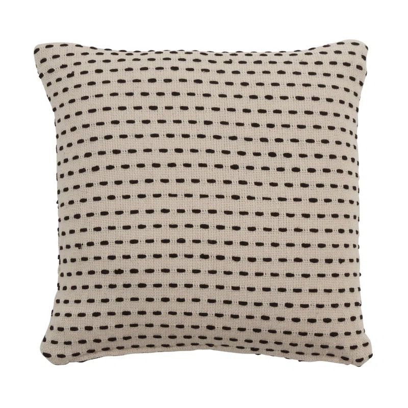 Beige Cotton Stitch Line Euro Pillow Cover