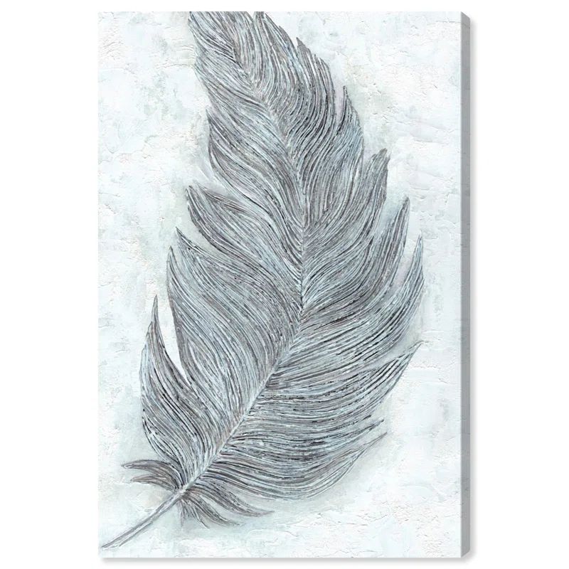 Gray Feather Canvas Delicate Farmhouse Wall Art, 10" x 15"