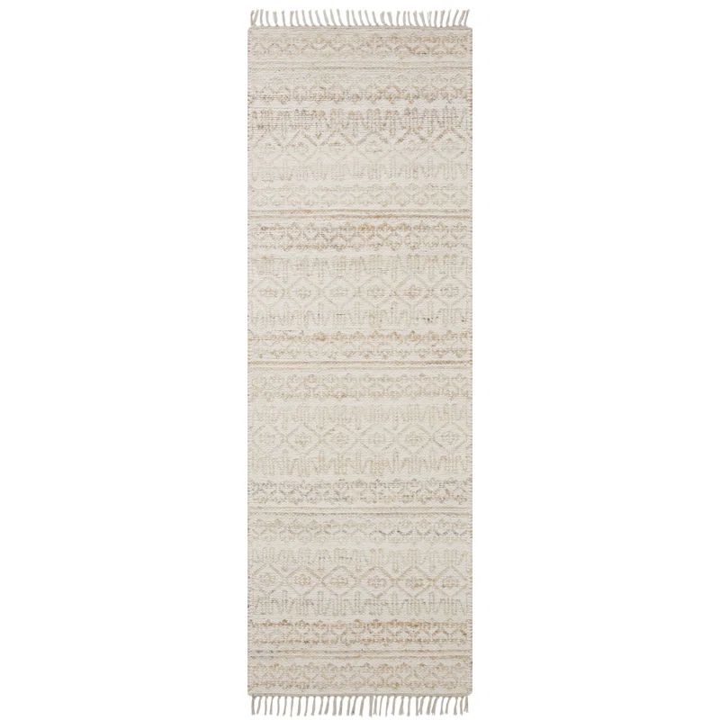 Angela Rose Sand and Ivory Wool Cotton Geometric Runner Rug