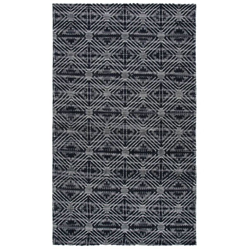 Marbella Black and Ivory Handwoven Wool Area Rug 3' x 5'