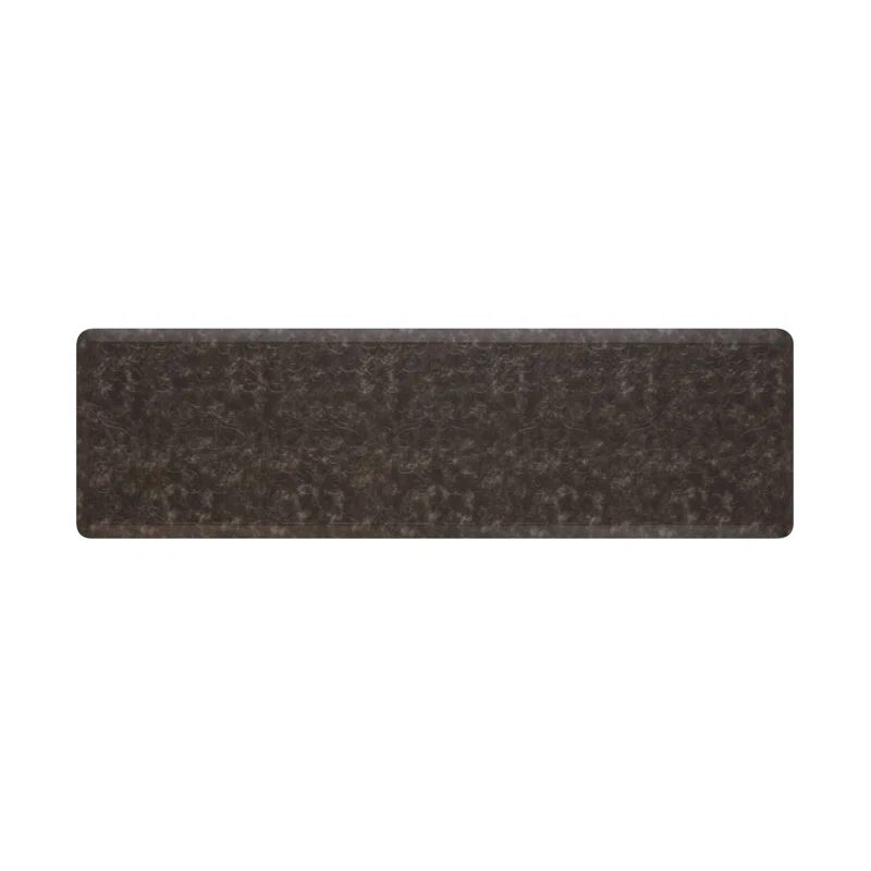 Dark Gray Faux Leather Anti-Fatigue Kitchen Mat, 17.5" x 60"