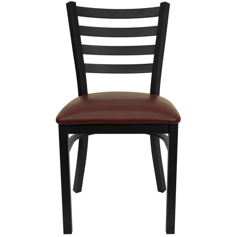 Hercules Black Ladder Back Metal Side Chair with Burgundy Vinyl Seat