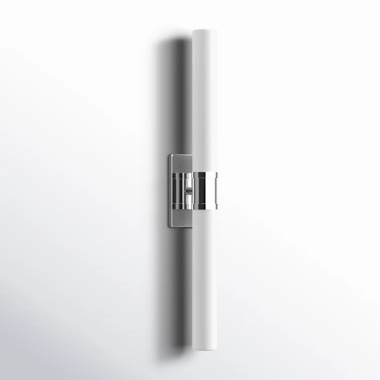 Chrome and White Dimmable 2-Light Bath Bar