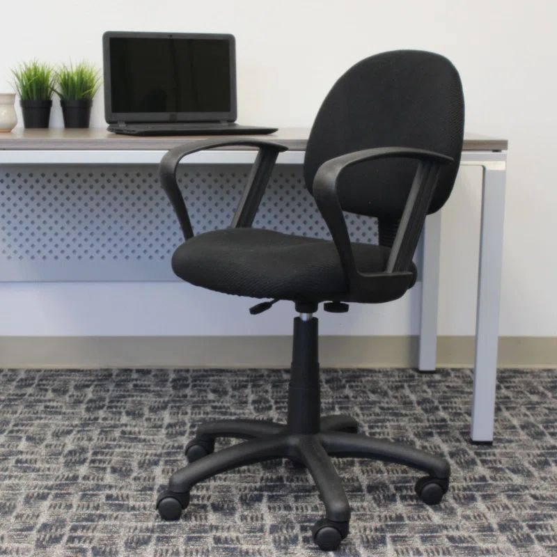 Deluxe Black Fabric Task Chair with Pneumatic Lift and Lumbar Support