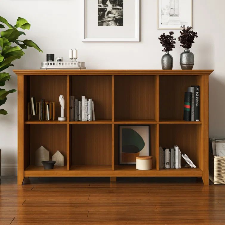 Acadian Light Golden Brown Solid Wood 8-Cube Storage Sofa Table