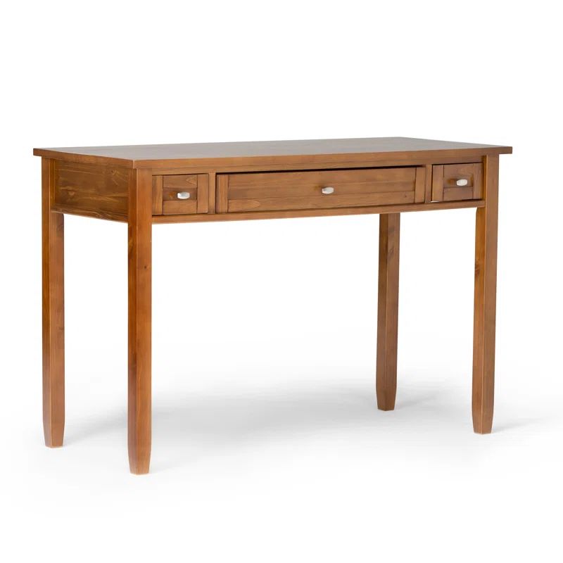 Light Golden Brown Wood Writing Desk with Drawer and Keyboard Tray