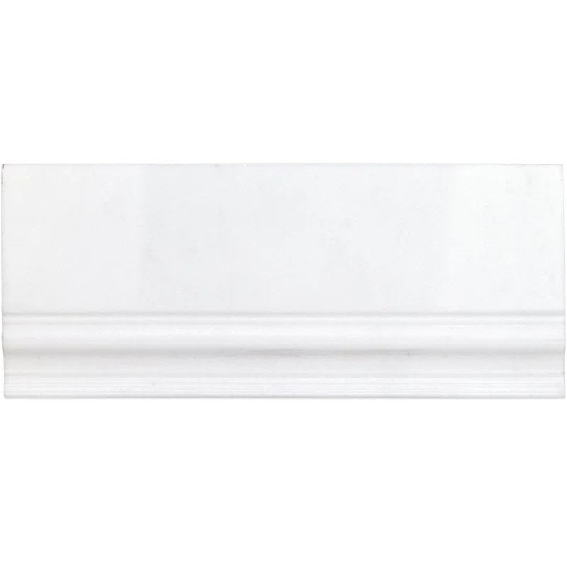 White Polished Marble Bullnose Tile Trim 12" x 4.75"
