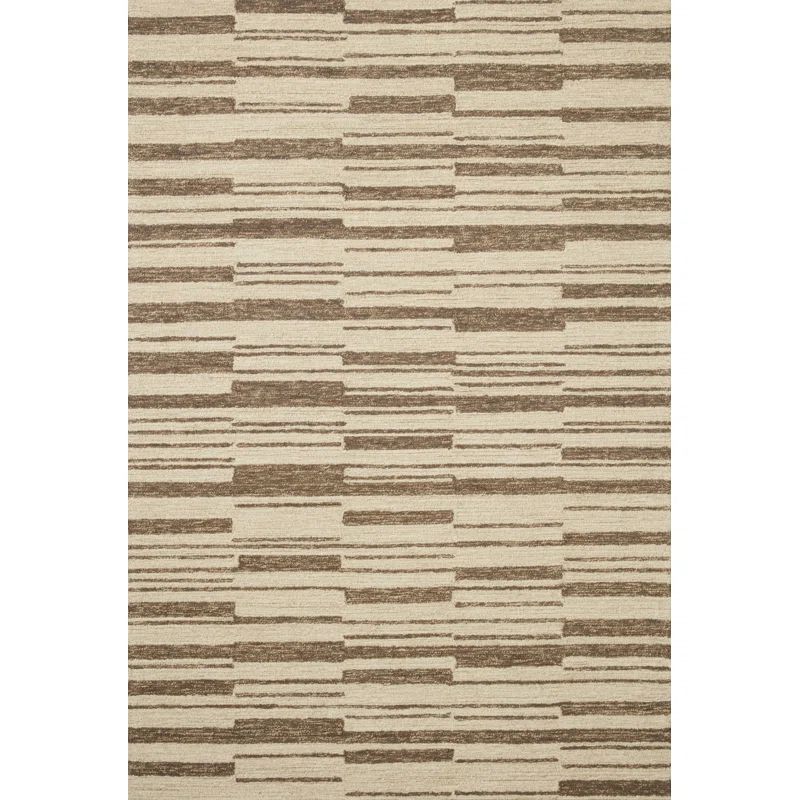 Ivory and Beige Hand-Tufted Wool Rectangular Rug 7'9" x 9'9"
