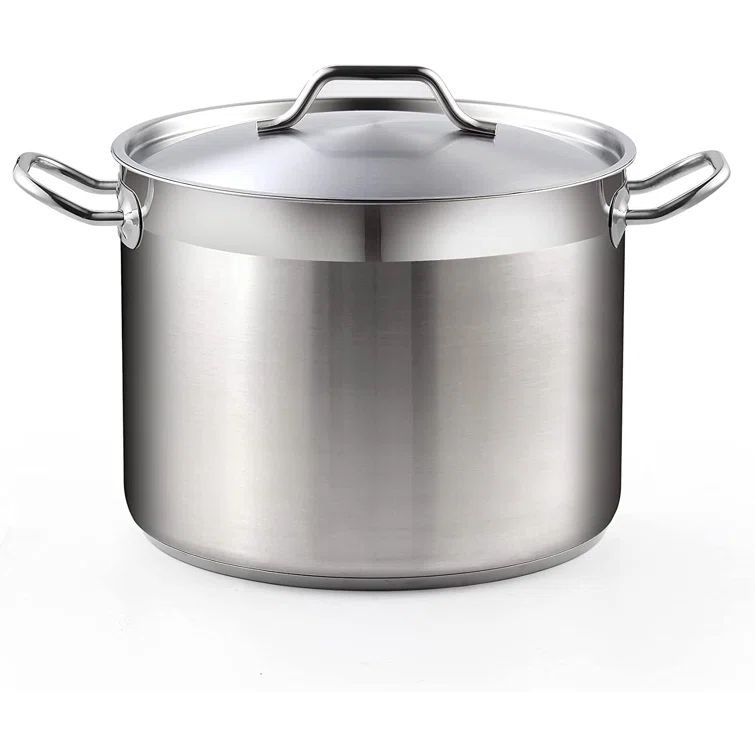 Extra Large Stainless Steel Stock Pot with Lid, Silver