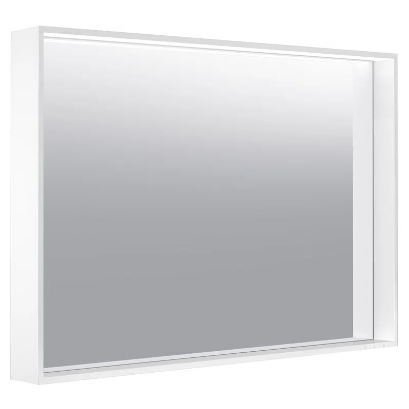 Sleek Silver Anodized Aluminum Rectangular LED Bathroom Mirror
