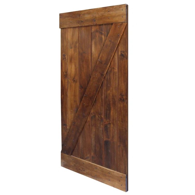 84'' Walnut Stained Knotty Pine Sliding Barn Door