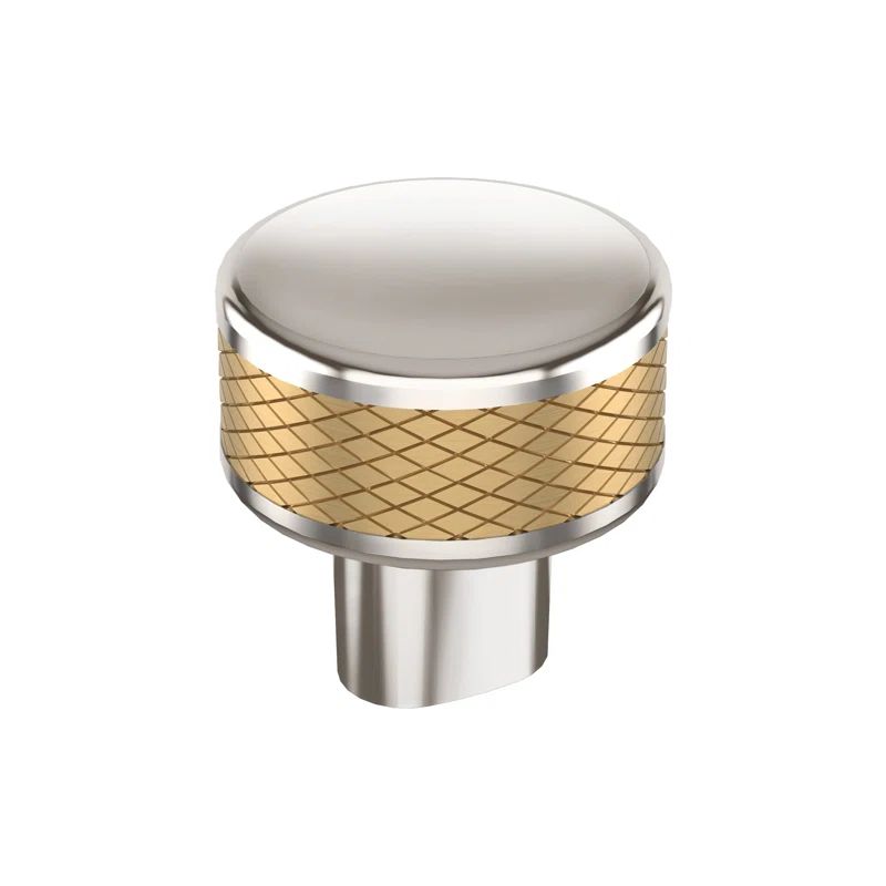 Polished Nickel and Champagne Bronze Round Cabinet Knob