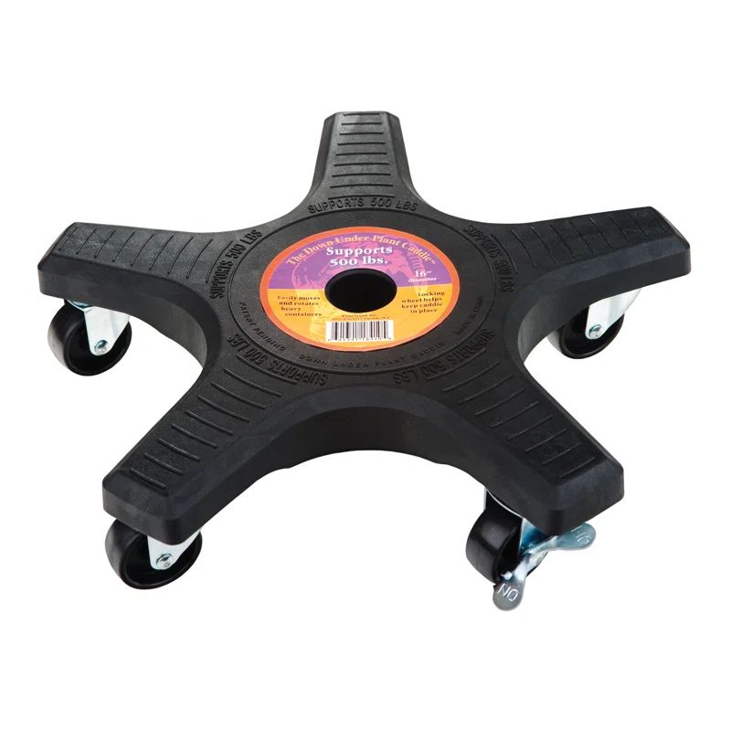 16" Black Heavy Duty Plant Caddy with Wheels