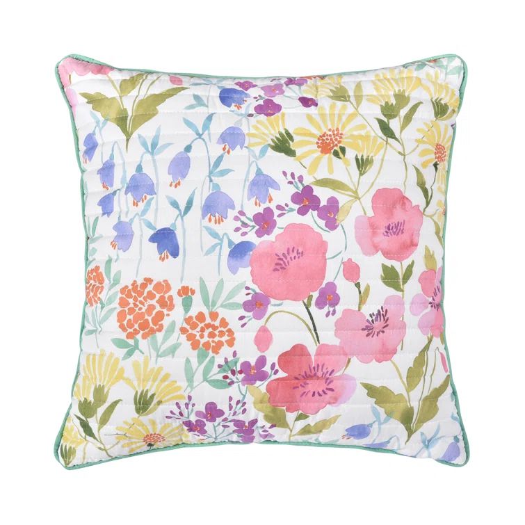 Jules 18" Colorful Blooms Boho-chic Square Throw Pillow
