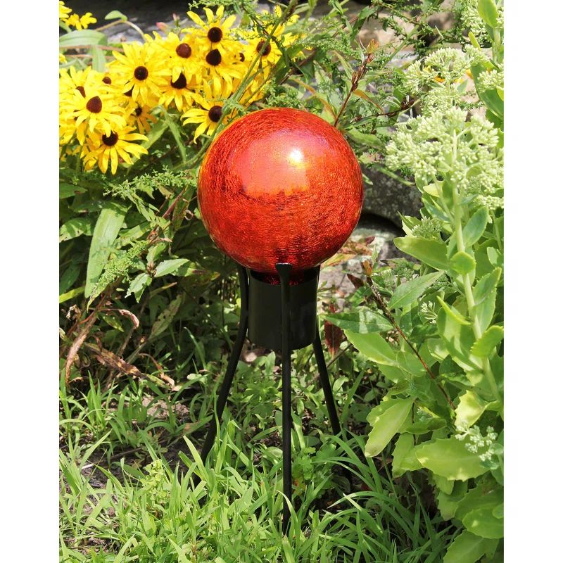 Red 6-Inch Crackle Glass Gazing Globe Ball