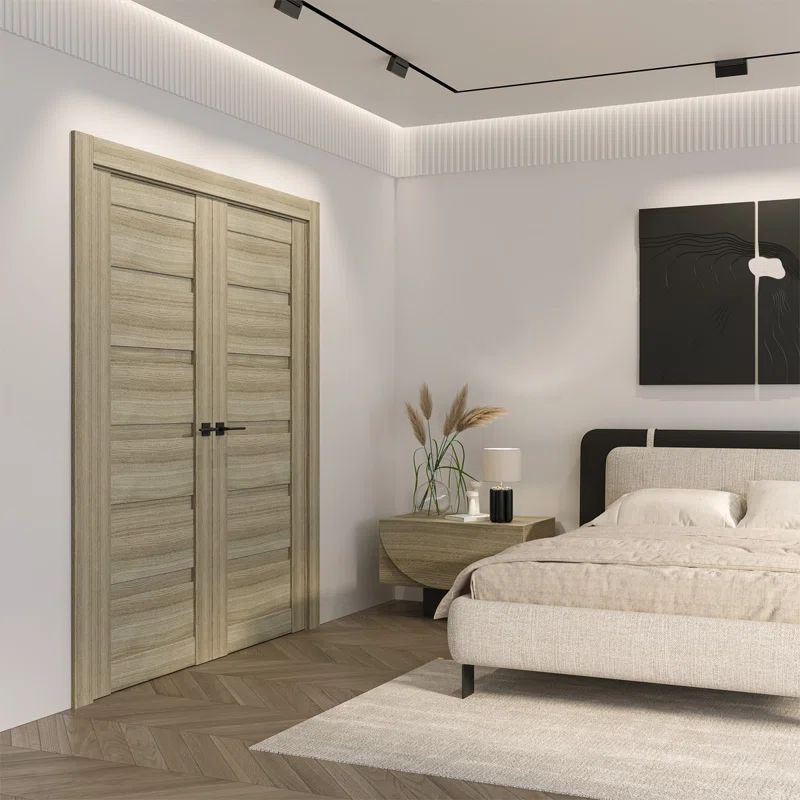 Pine Textured Composite Left-Handed Prehung Interior French Door