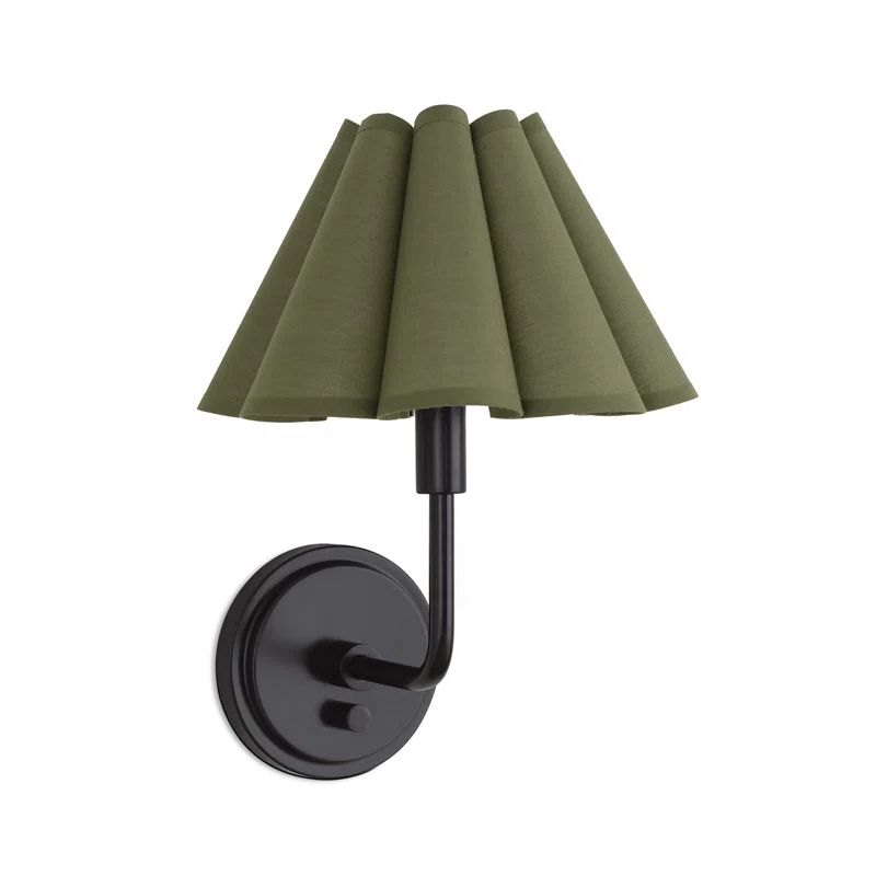 Polly Green Linen Shade Blackened Brass Wall Sconce
