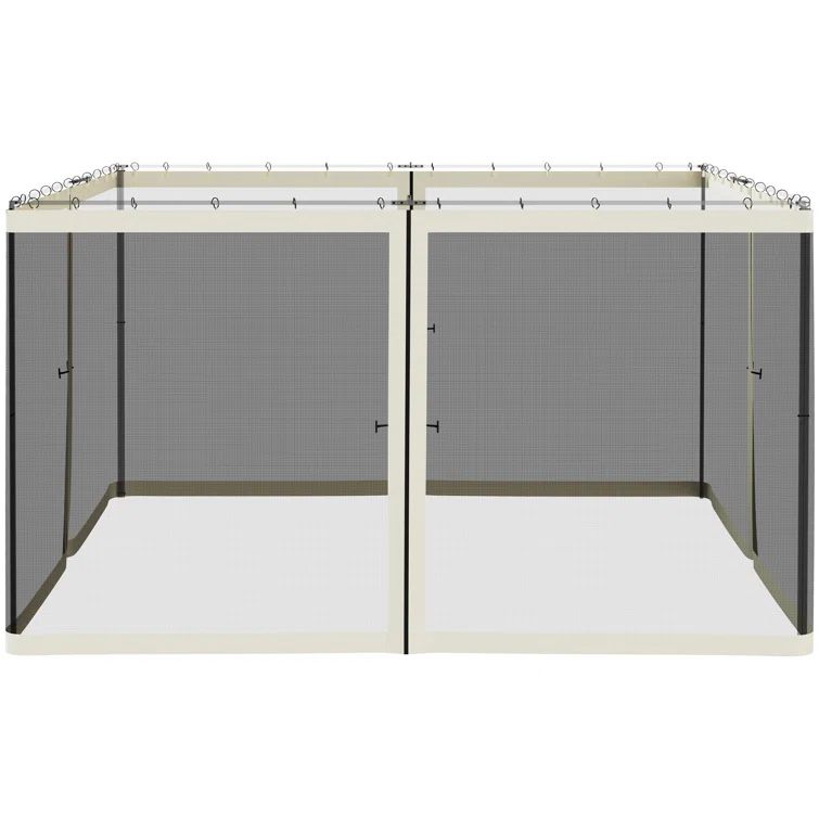 Cream White Polyester Mesh Screen for 12' x 12' Gazebo