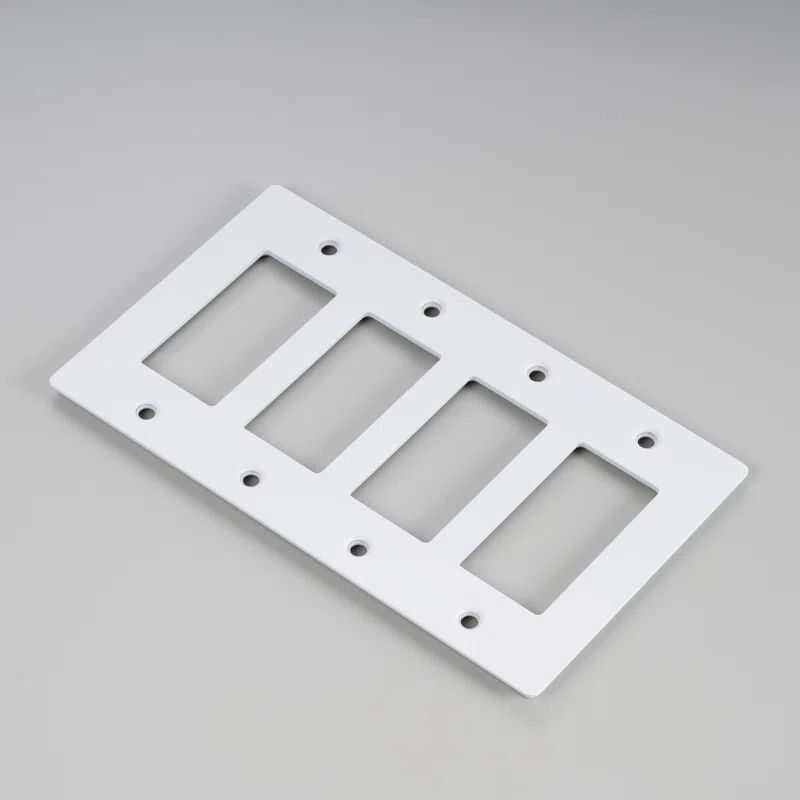 White Steel 4-Gang Modern Wall Plate