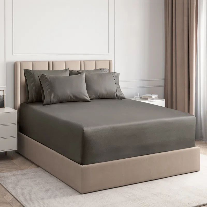 Gray Queen 6-Piece Extra Deep Pocket Microfiber Sheet Set