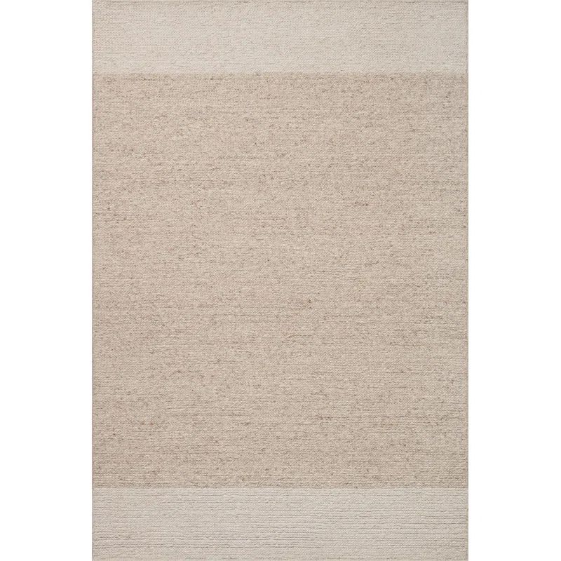 Handmade Transitional Brown Stripe Wool Area Rug 7'9" x 9'9"