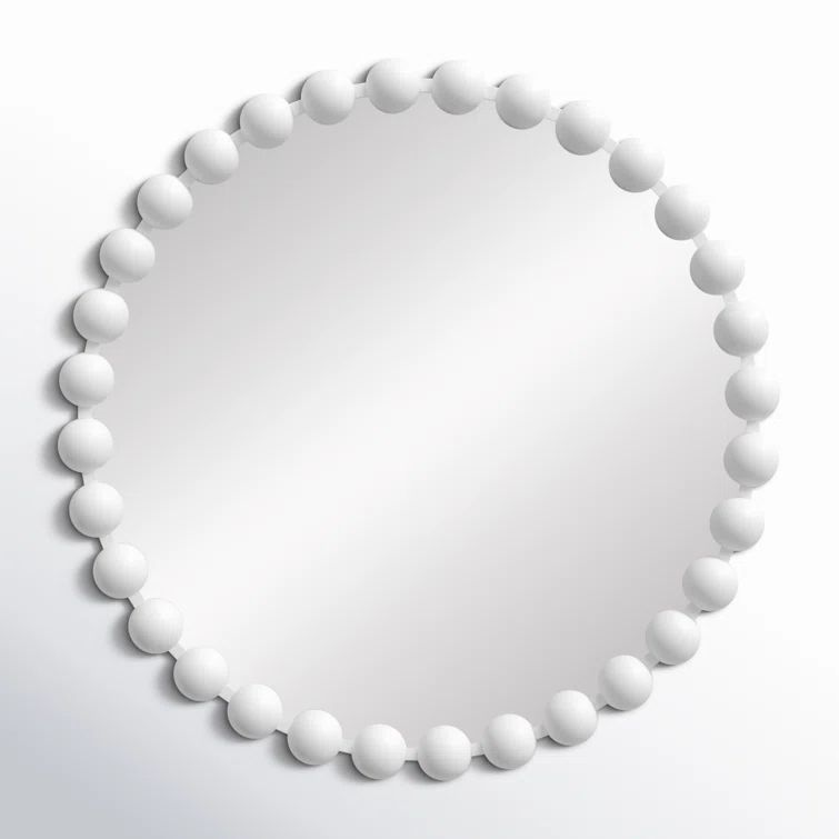 Marlowe 27" White Beaded Round Wall Mirror