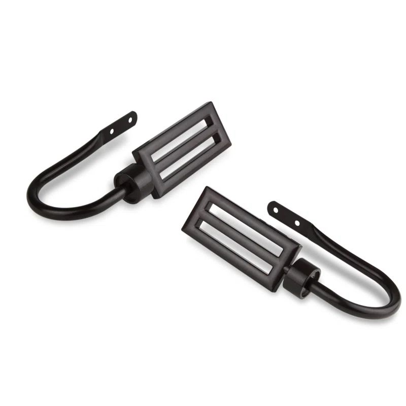 Cocoa Metal and Resin Hook Curtain Holdback Set