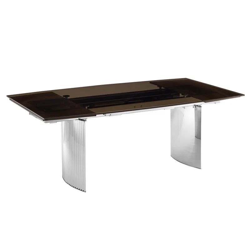 Allegra Extendable Smoked Glass Dining Table with Chrome Base