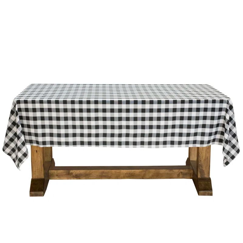 Black and White Gingham Rectangular Polyester Tablecloth