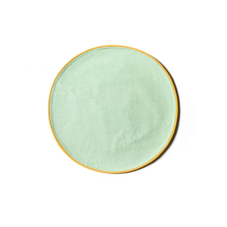 Sage and Brass Color Block Round Cotton Placemats, Set of 4