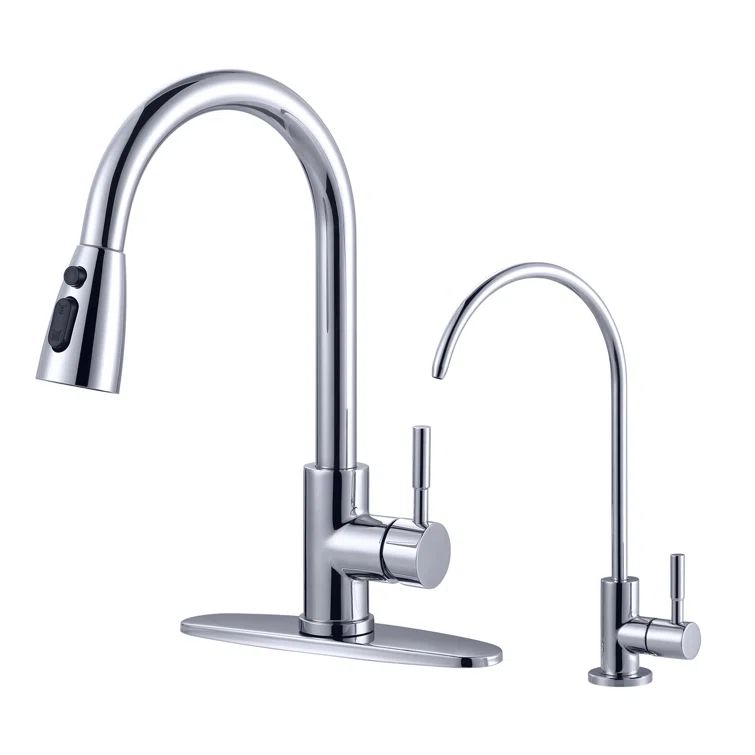 Polished Chrome High-Arc Kitchen Faucet with Pull-out Spray