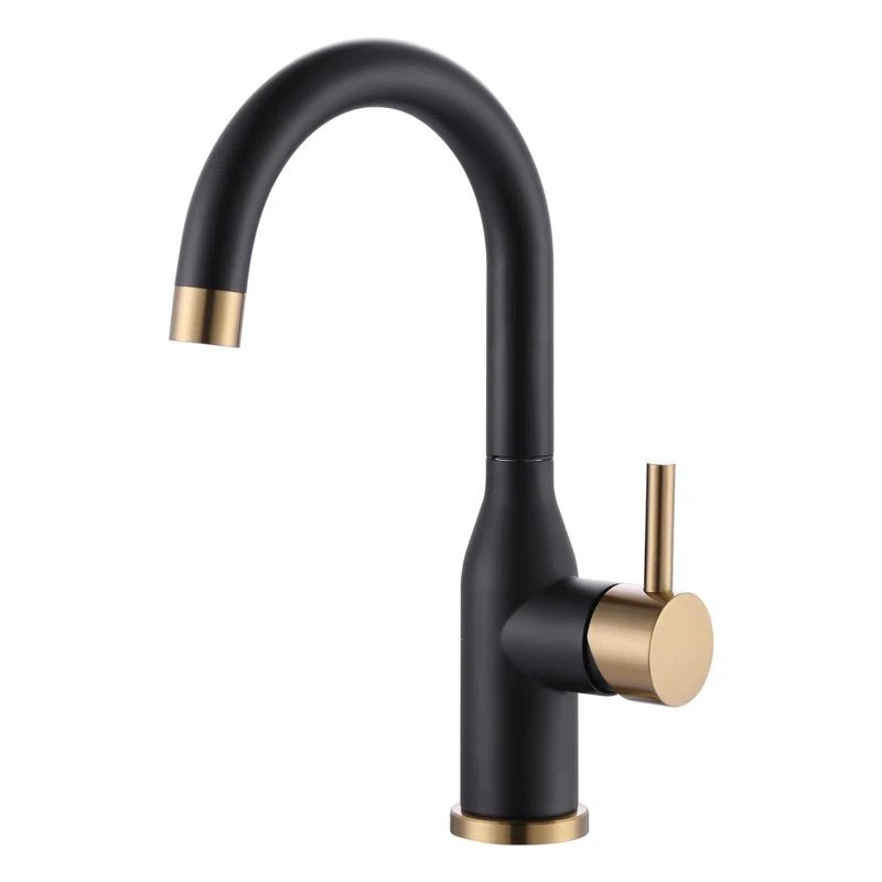 Black and Gold Stainless Steel Single-Handle Bar Faucet