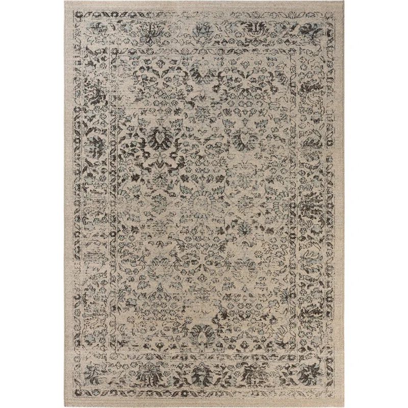 Handmade Blue and Beige Rectangular 9' x 12' Synthetic Rug