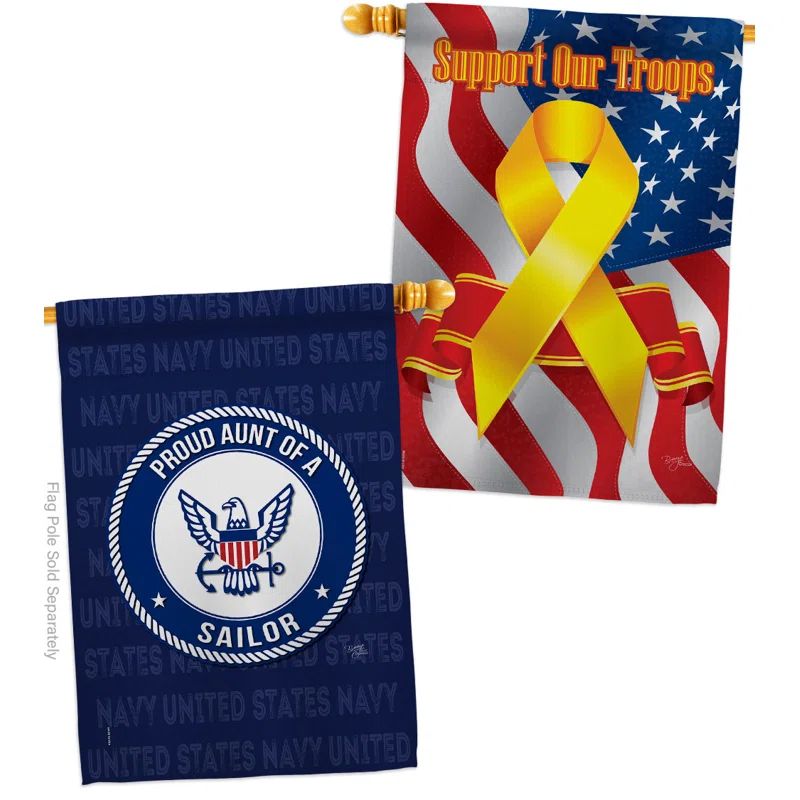 Support Navy Troops Multi-Color Polyester House Flag