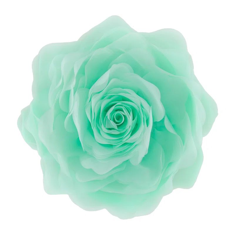 Mint Green Round Gauze Rose Flower Throw Pillow 12"