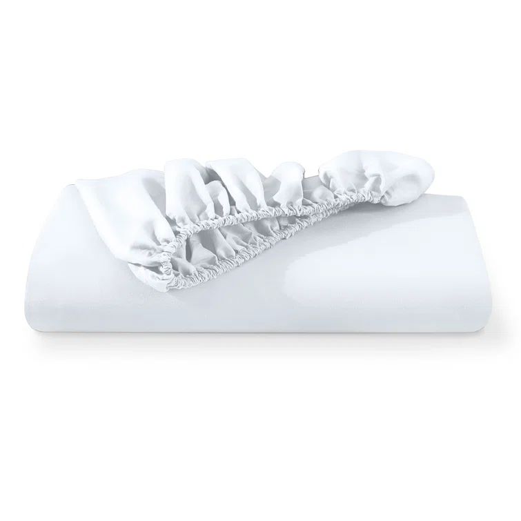 Full White Hydro-Brushed Microfiber Fitted Sheet with Dual Pockets