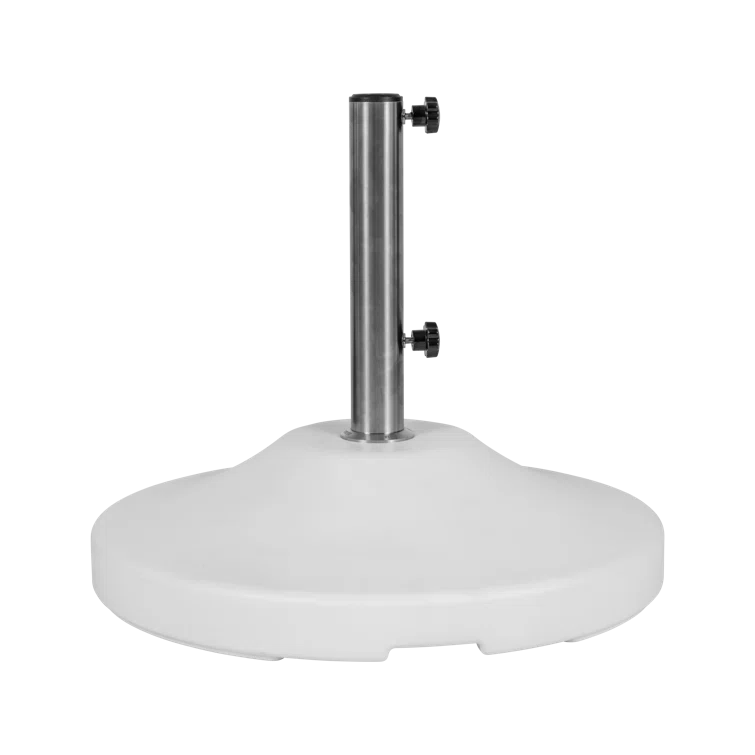 White Fillable HDPE and Stainless Steel Umbrella Base with Wheels