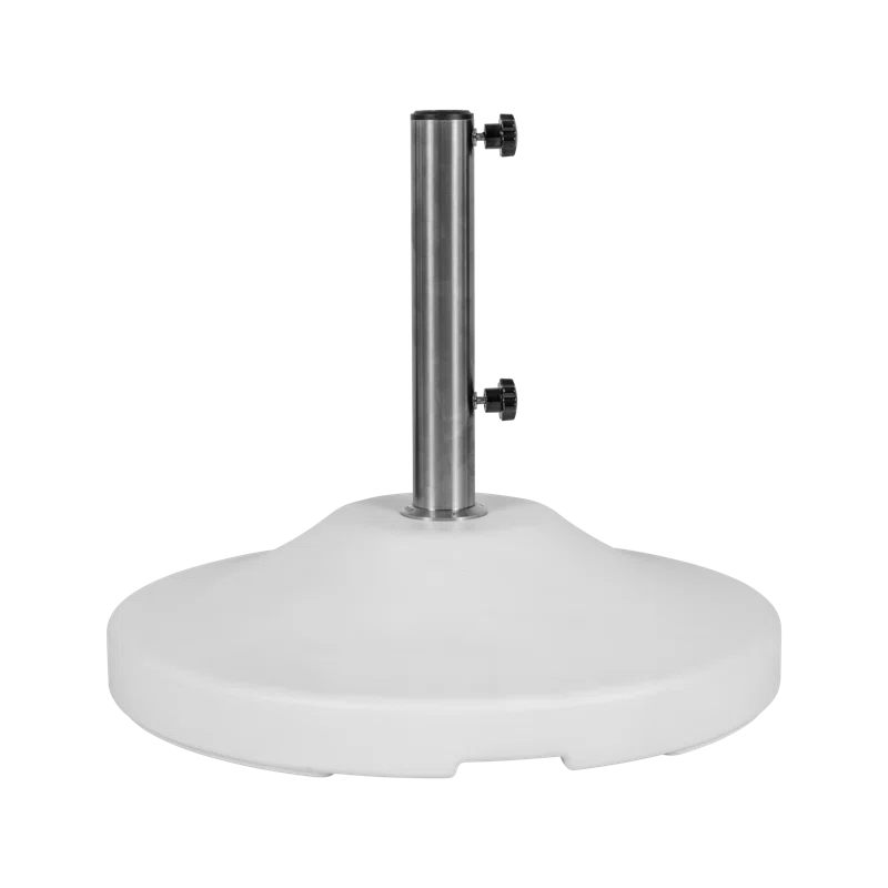 White Fillable HDPE and Stainless Steel Umbrella Base with Wheels