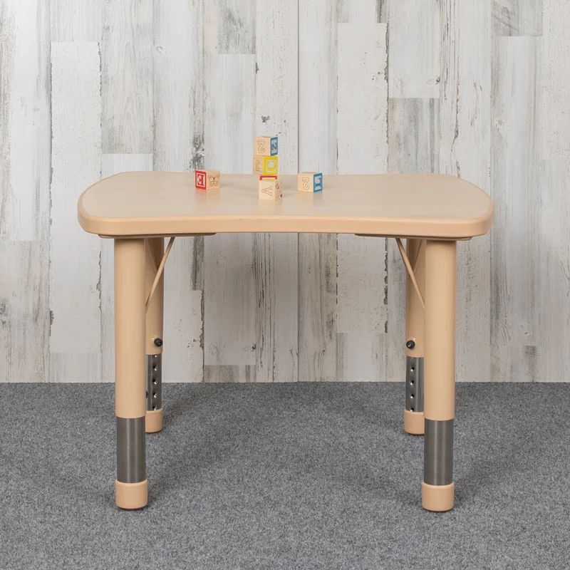 Natural Rectangular Plastic Height Adjustable Kids Activity Table