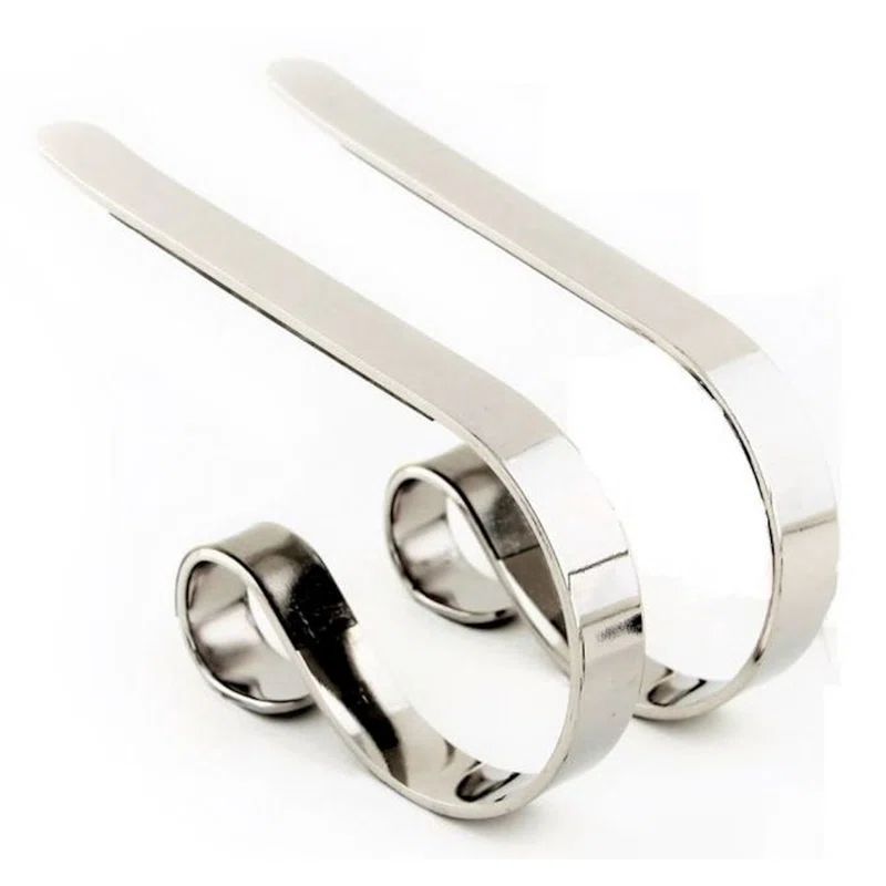 Silver Adjustable Metal MantleClip Stocking Holder - 2 Pack