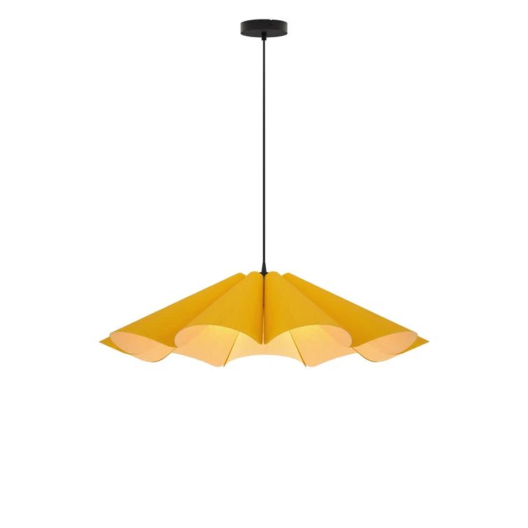 Yellow Recycled Wood Veneer 24" Wide Pendant Light