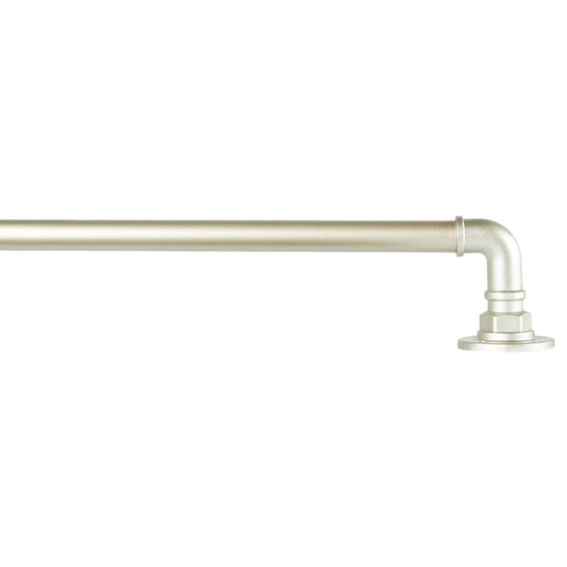 Adjustable Matte Silver Iron Wrap-Around Curtain Rod, 66"-120"