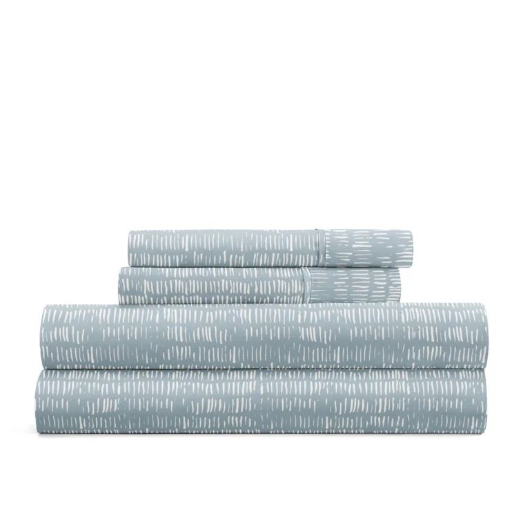 California King Light Blue Striped Microfiber Sheet Set