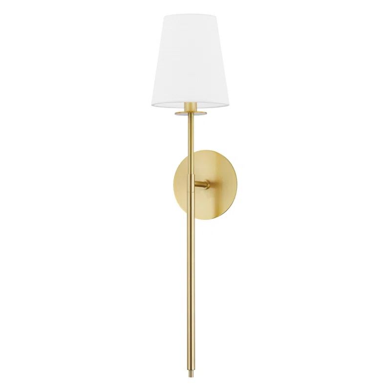 Niagra Aged Brass 1-Light Wall Sconce with Belgian Linen Shade