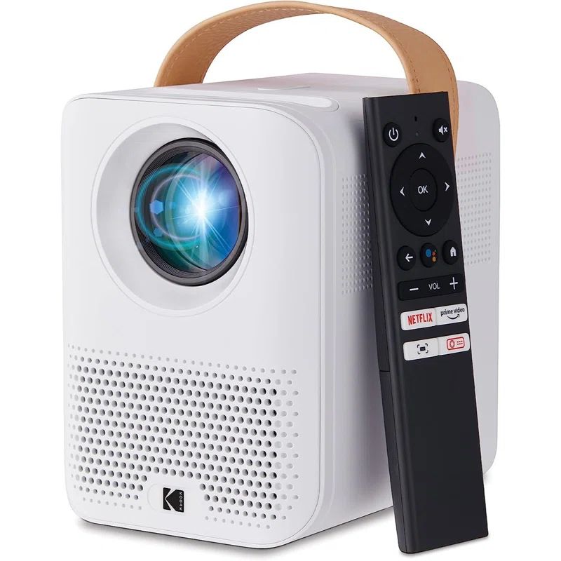 Compact White HD Smart Projector with Bluetooth and Wi-Fi