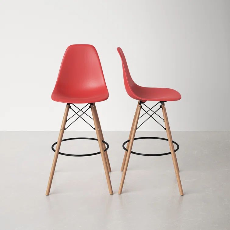 Modern Parisian Acrylic Counter Stool with Wooden Legs - Set of 2