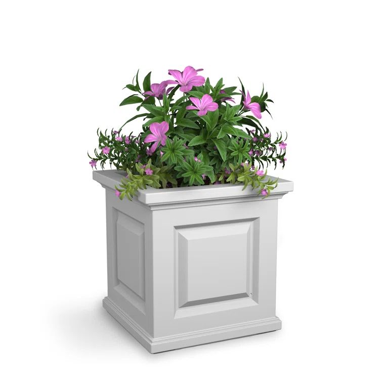 Nantucket White 16'' Square Resin Outdoor Planter with Water Reservoir