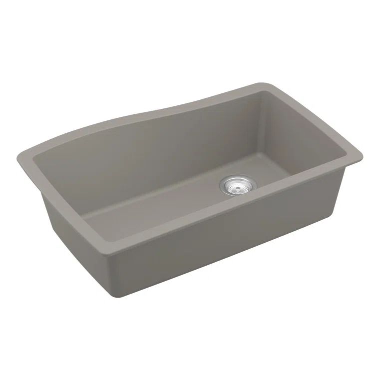 Concrete Quartz Composite Single Bowl Undermount Kitchen Sink