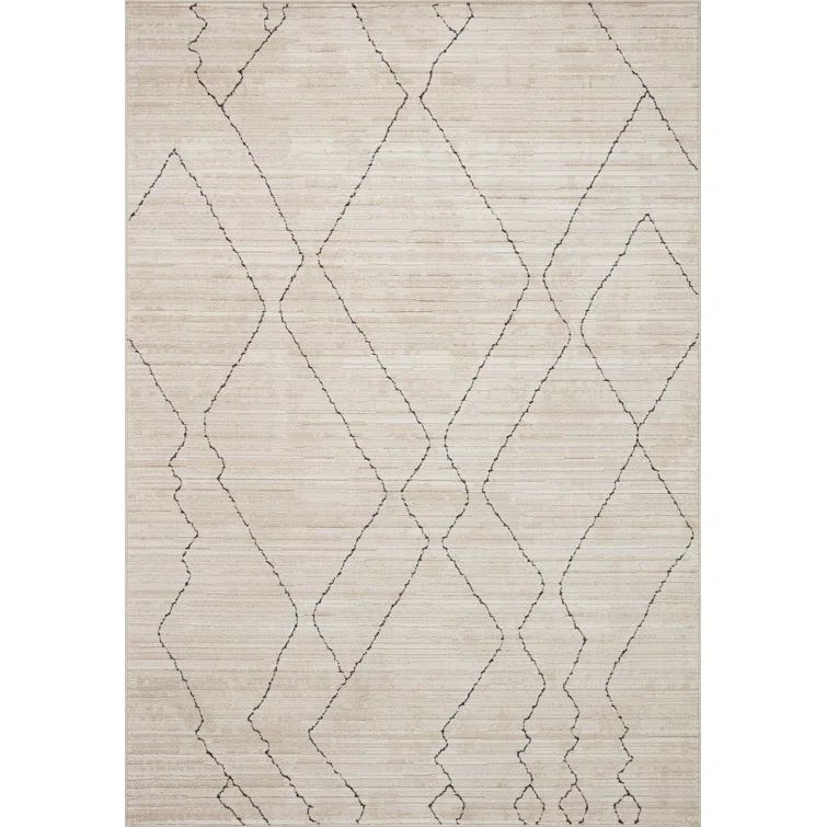 Darby Sand and Charcoal Polyester Area Rug 6'7" x 9'3"