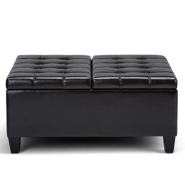 Harrison 36" Tanner's Brown Faux Leather Tufted Cocktail Ottoman